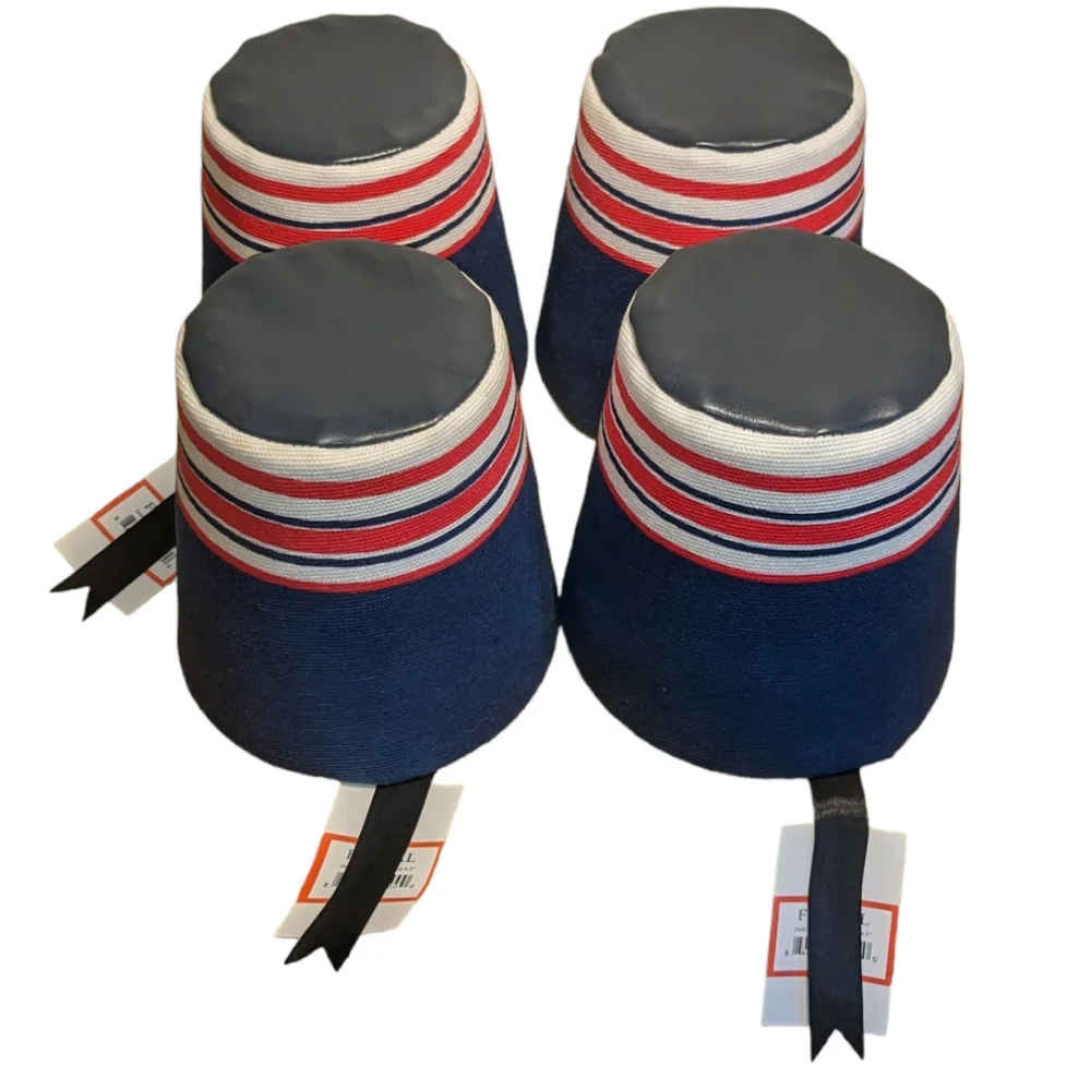 Debi Lilly Striped Basket Planter Pot Covers in Navy Blue, White & Red Set of 4 - Picture 8 of 9